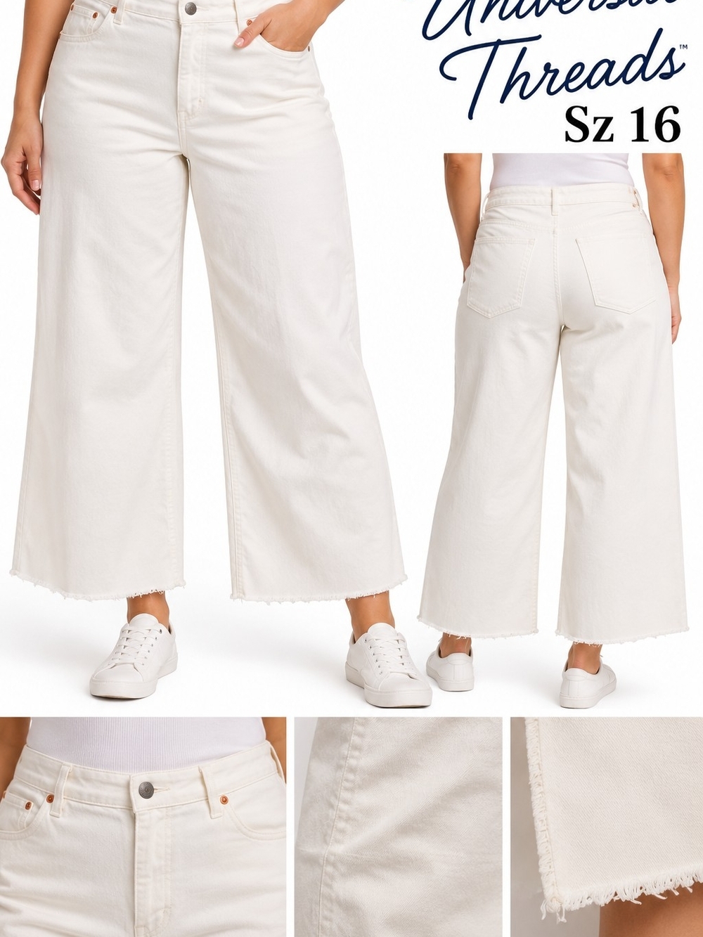 Universal Thread White Wide-Leg Cropped Jeans